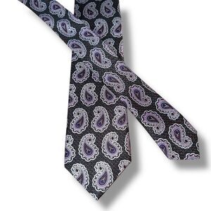 JZ Richards Boulder Purple & Gray Paisley Handmade in USA Silk Neck Tie